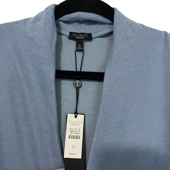 Talbots Cardigan Womens XL Blue Button Up Sharkbite Hem Comfy Cozy Relaxed NWT - Picture 5 of 7